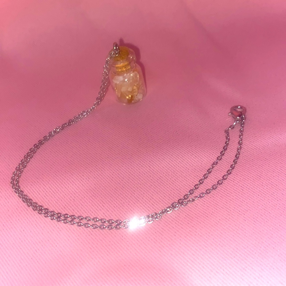Citrine bottle charm necklace